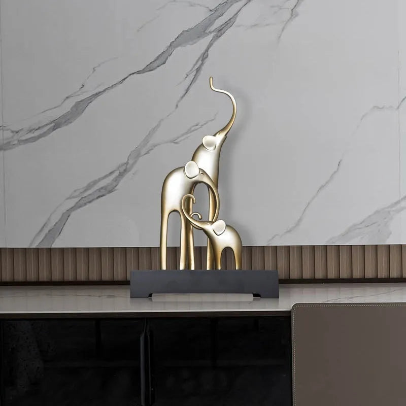 European style resin elephant decorative ornament in bright gold, rose gold, silver, or retro colour finish.