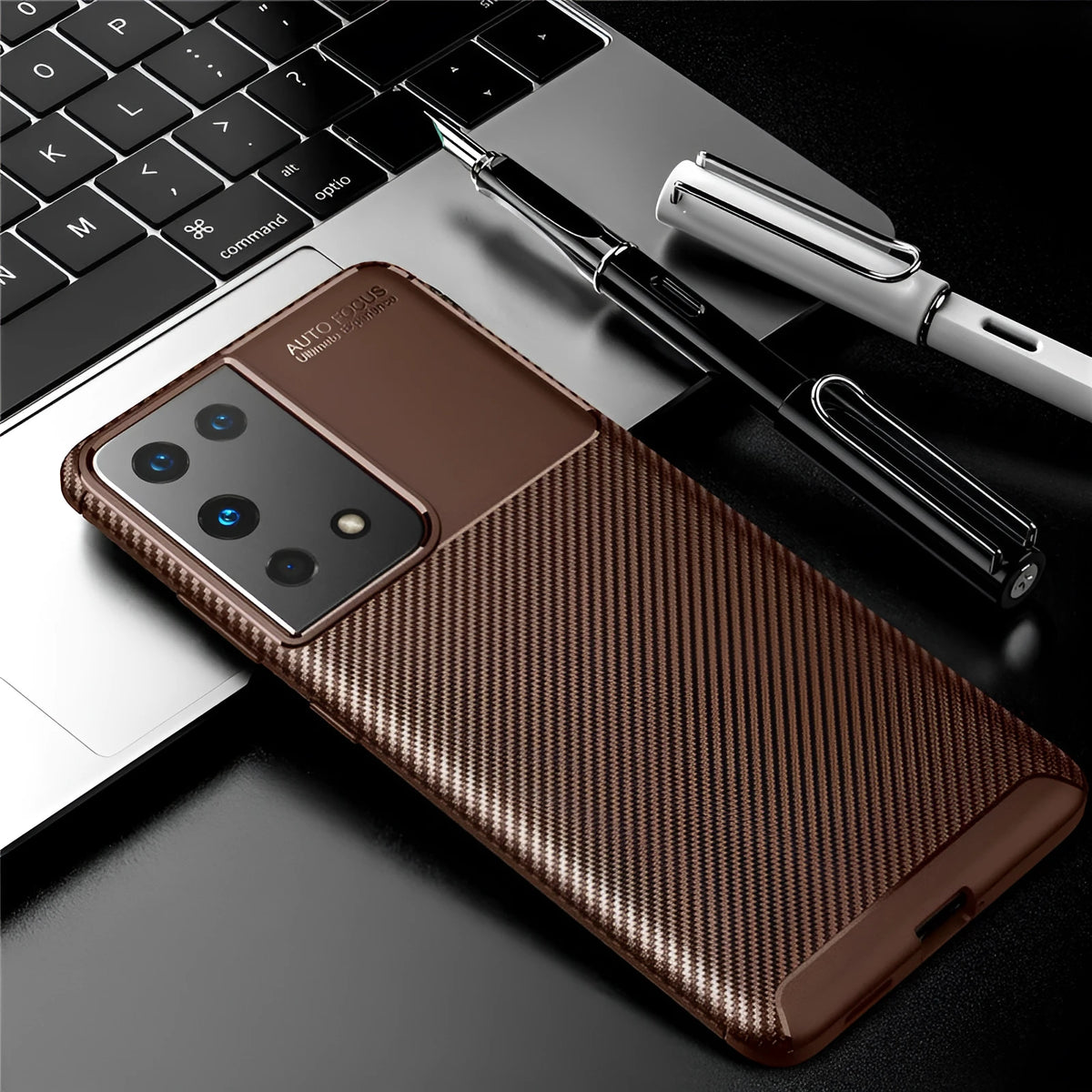 Airbag anti-fall TPU phone cover for Samsung Galaxy in black, navy, and coffee