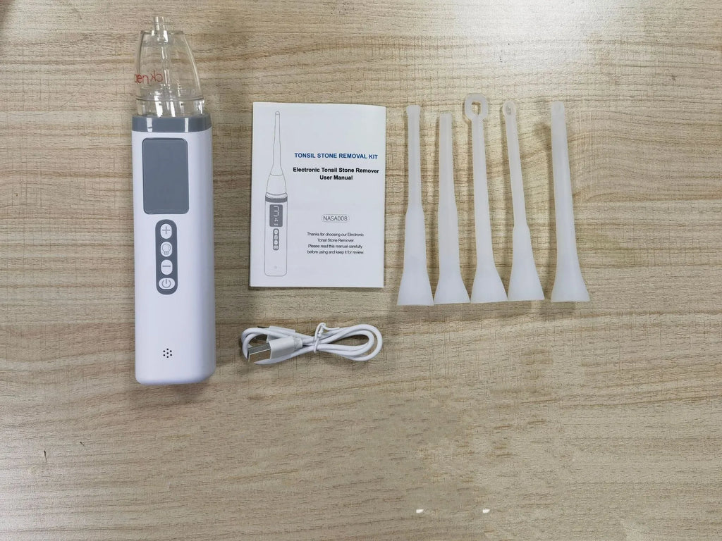 Tonsil stone removal kit with oral cleaning tools and extractor in milky white colour