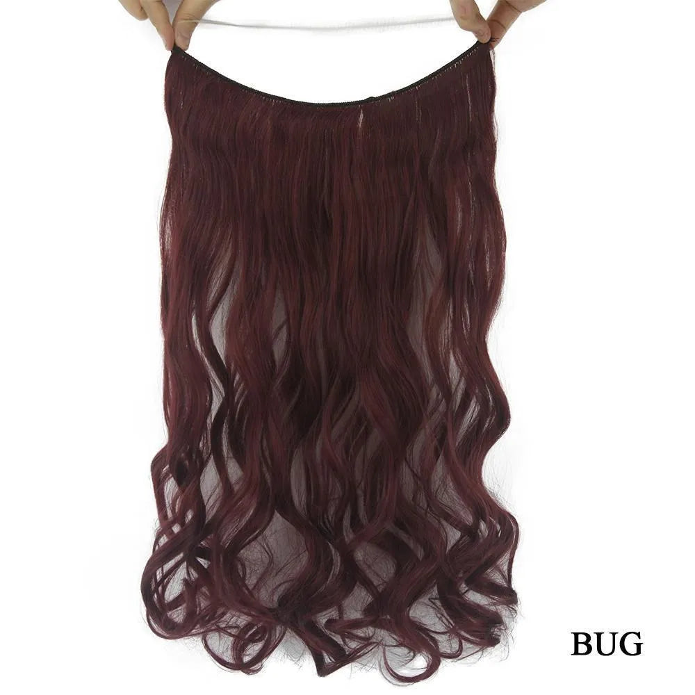 Invisible halo curly hair extension 60cm length 27cm width frosted colour high temperature fibre