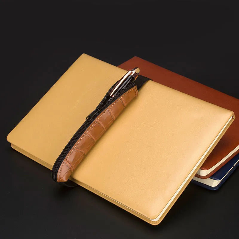 Long slim PU leather pencil case in beige grey colour showing dimensions