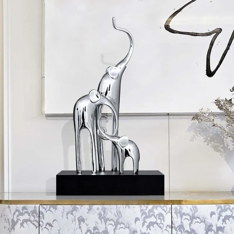 European style resin elephant decorative ornament in bright gold, rose gold, silver, or retro colour finish.