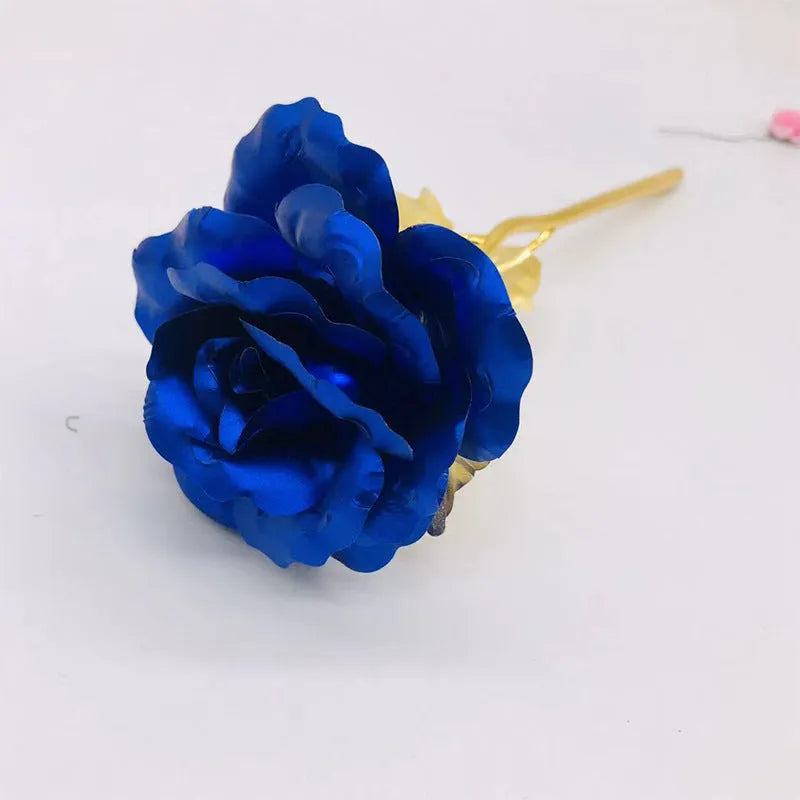 24K luminous gold rose flower set in gift box with tote bag, handmade plastic bouquet non-fade artificial roses