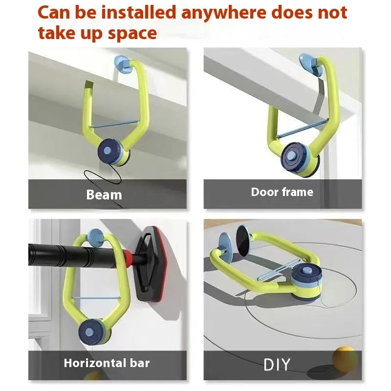 Children's table tennis ball trainer with ABS clip attached to a door frame, including three table tennis balls