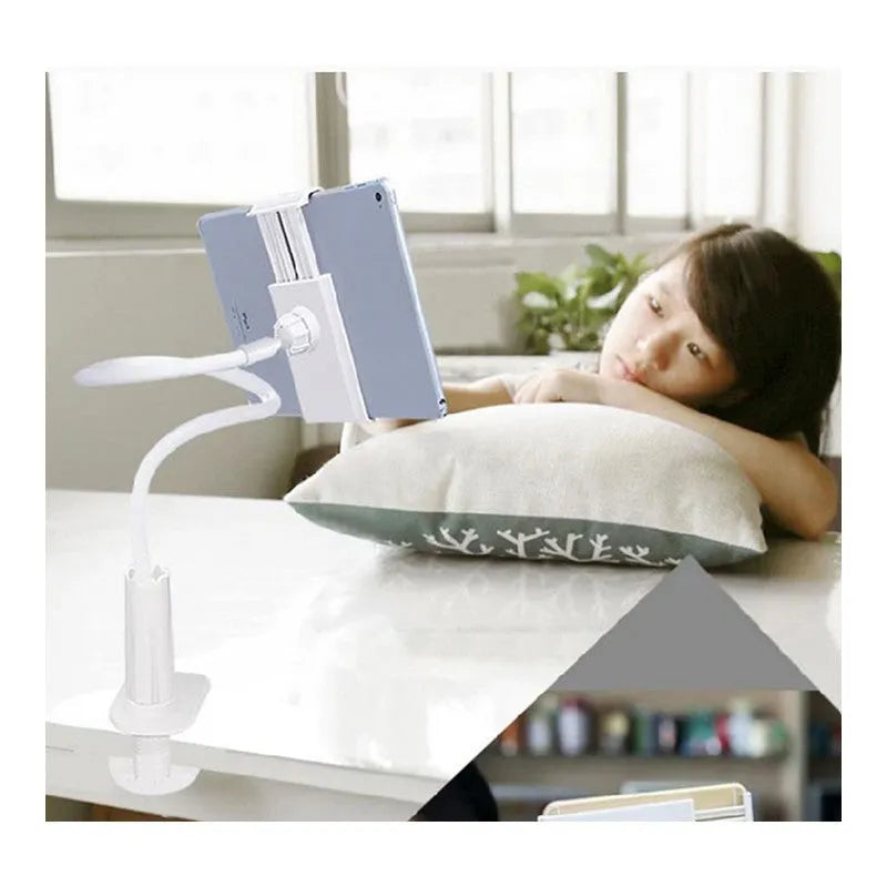 Flexible mount holder for phone and tablet with bendy arm and suction cup base