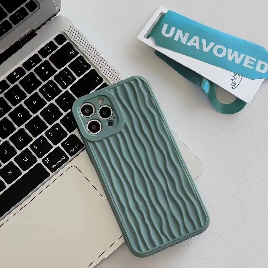 Silicone water ripple phone case glossy back cover for iPhone models in five colours