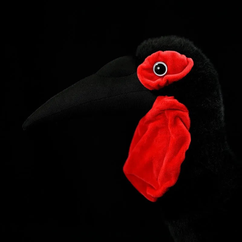 Red-faced ground hornbill plush toy 42 cm tall simulated soft polyester bird standing upright