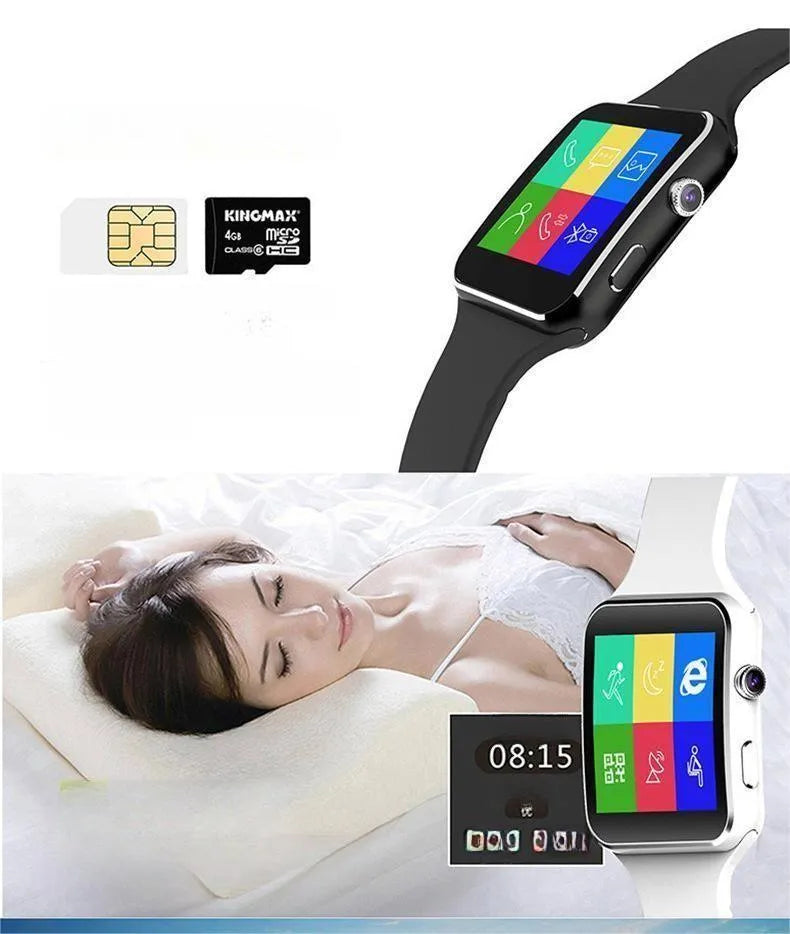 Multi-language smartwatch with 1.54-inch IPS touch screen, telephone and music controls, white colour variant