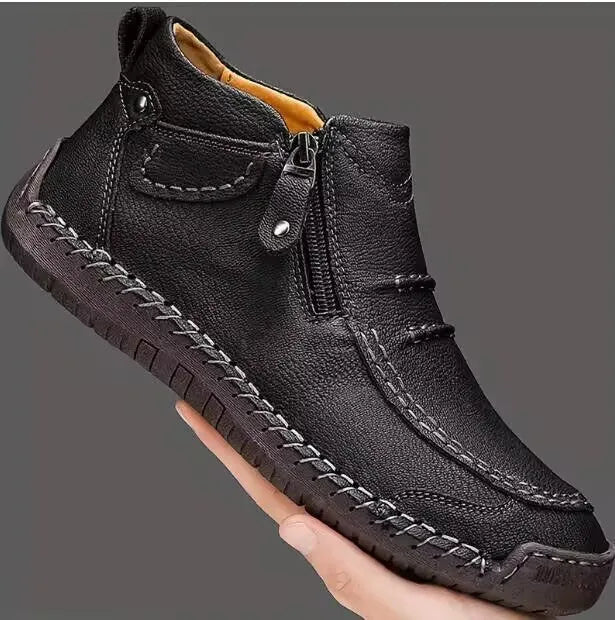 Men's Chelsea slip-on high-top casual shoes with animal pattern, artificial PU upper, cotton lining, flat sole