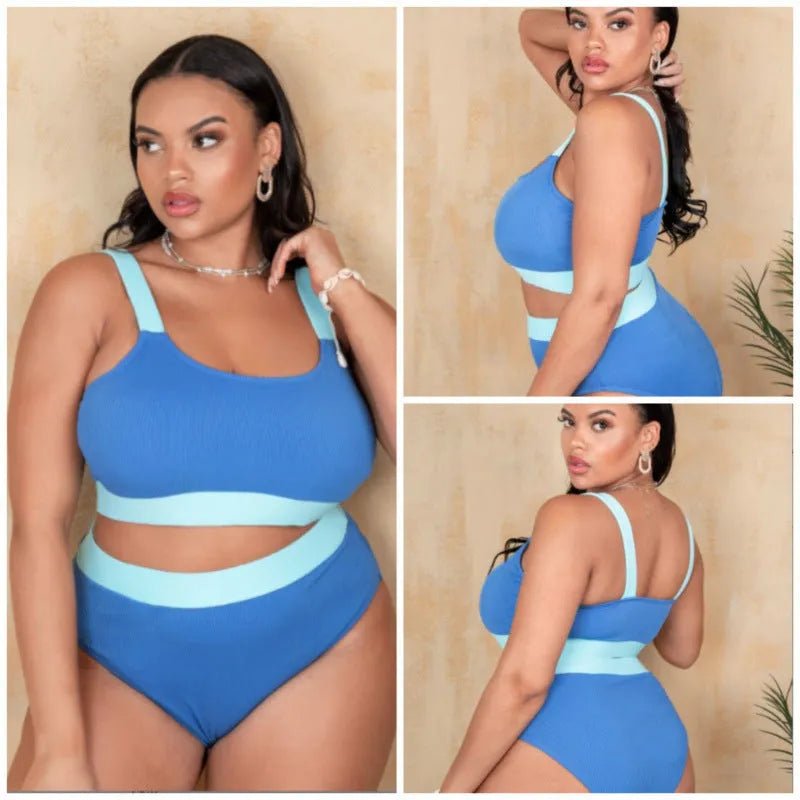 Women's high-waist polyester bikini set in picture colour available sizes 0XL to 4XL