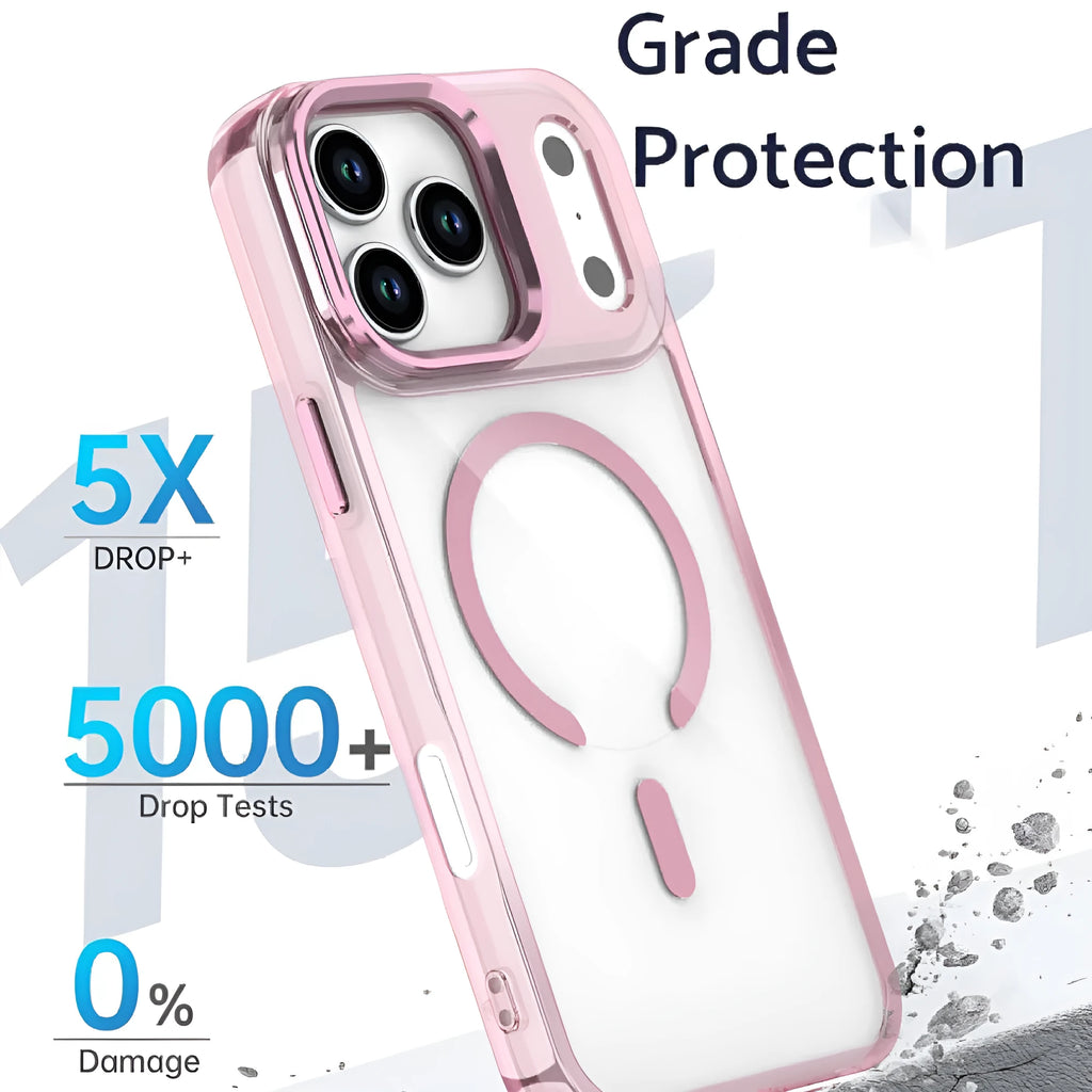 Magnetic Wireless Transparent Drop-resistant Protective Cover Compatible with Apple iPhone 14 Pro Max 15 16 17 Series TPU Acrylic Metal Back Cover Transparent Black Blue Pink Purple