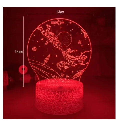 3D colourful touch night light with black base, USB power, seven colour settings, 87x87x42mm