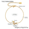 Gold puppy zircon bracelet with chain pattern and full zirconium accents on titanium steel