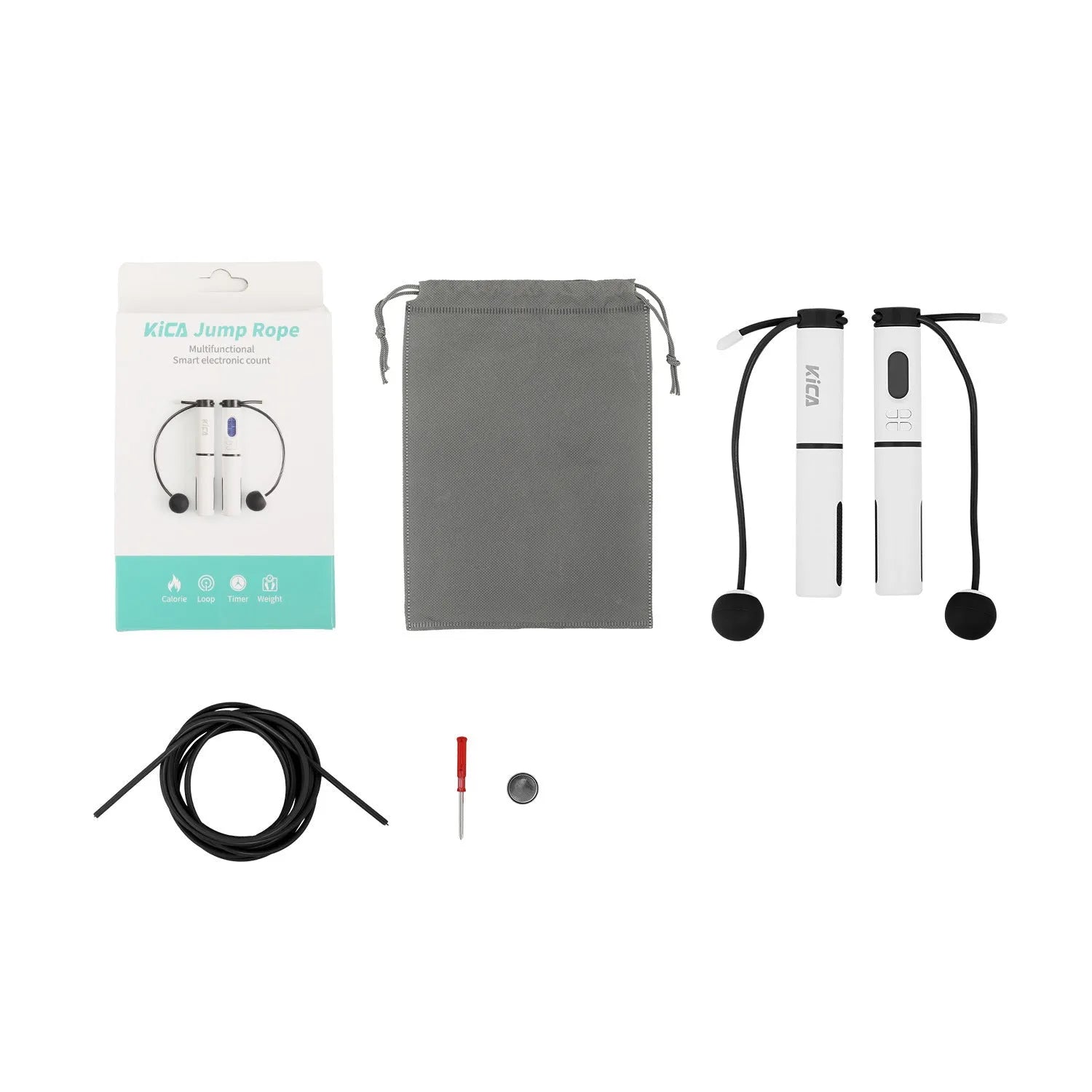 Smart cordless skipping rope with counter in black plastic for home fitness