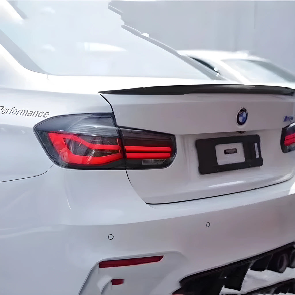 BMW 3 Series modified LED tail light assembly in red or smoked black for 2012-2015 models