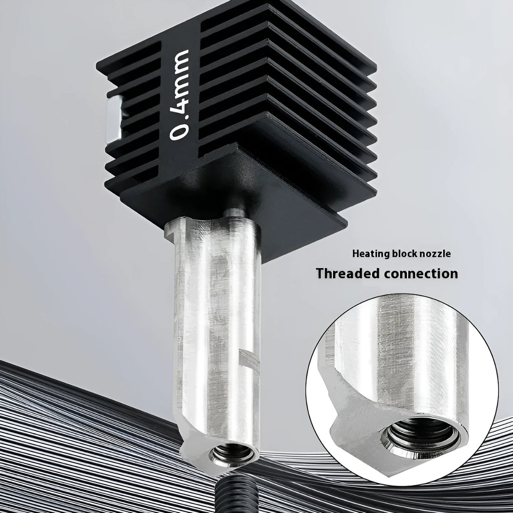 Hardened steel hot end and nozzle assembly for Bambu Lab A1 Mini 3D printer with silicone sleeve