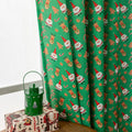 Green and red snowman angel print festive curtain for living room