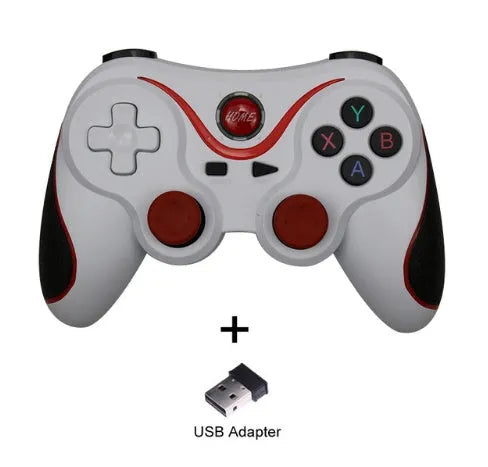 Upgraded X3 Bluetooth wireless game controller for Android phones with attached mobile phone clip.