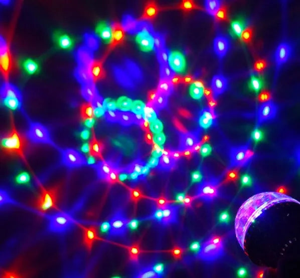 LED colourful rotating magic ball light 3W RGB with six beads and lamp holder for party atmosphere