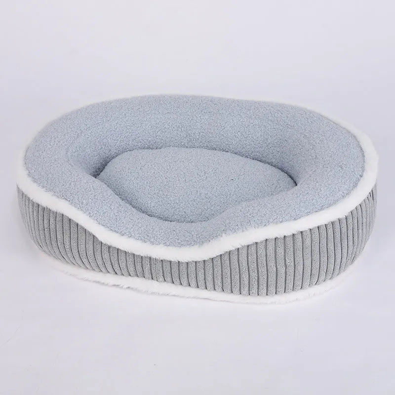 New autumn-winter pet bed with thick soft plush cushion in three sizes and colours