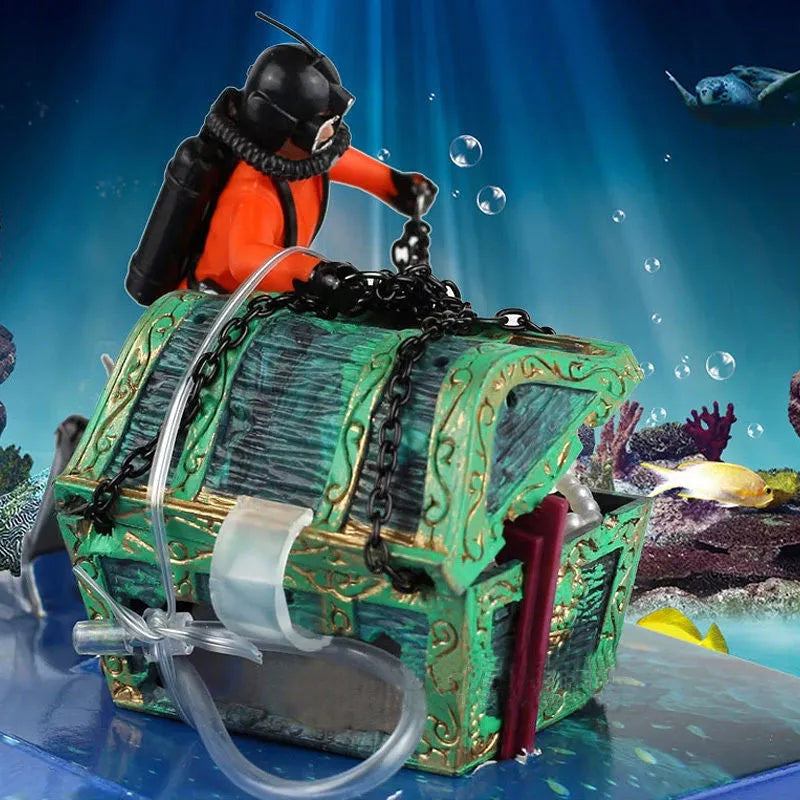 Large plastic aquarium landscaping decoration cave in green for fish tank