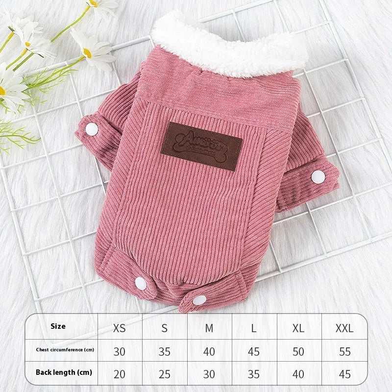 Grey fleece-lined lambswool vest for a dog, showing wool lining and padded design.