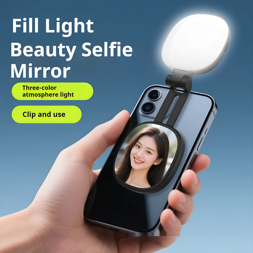 Black and white mobile phone magnetic selfie fill light with adjustable colour temperature