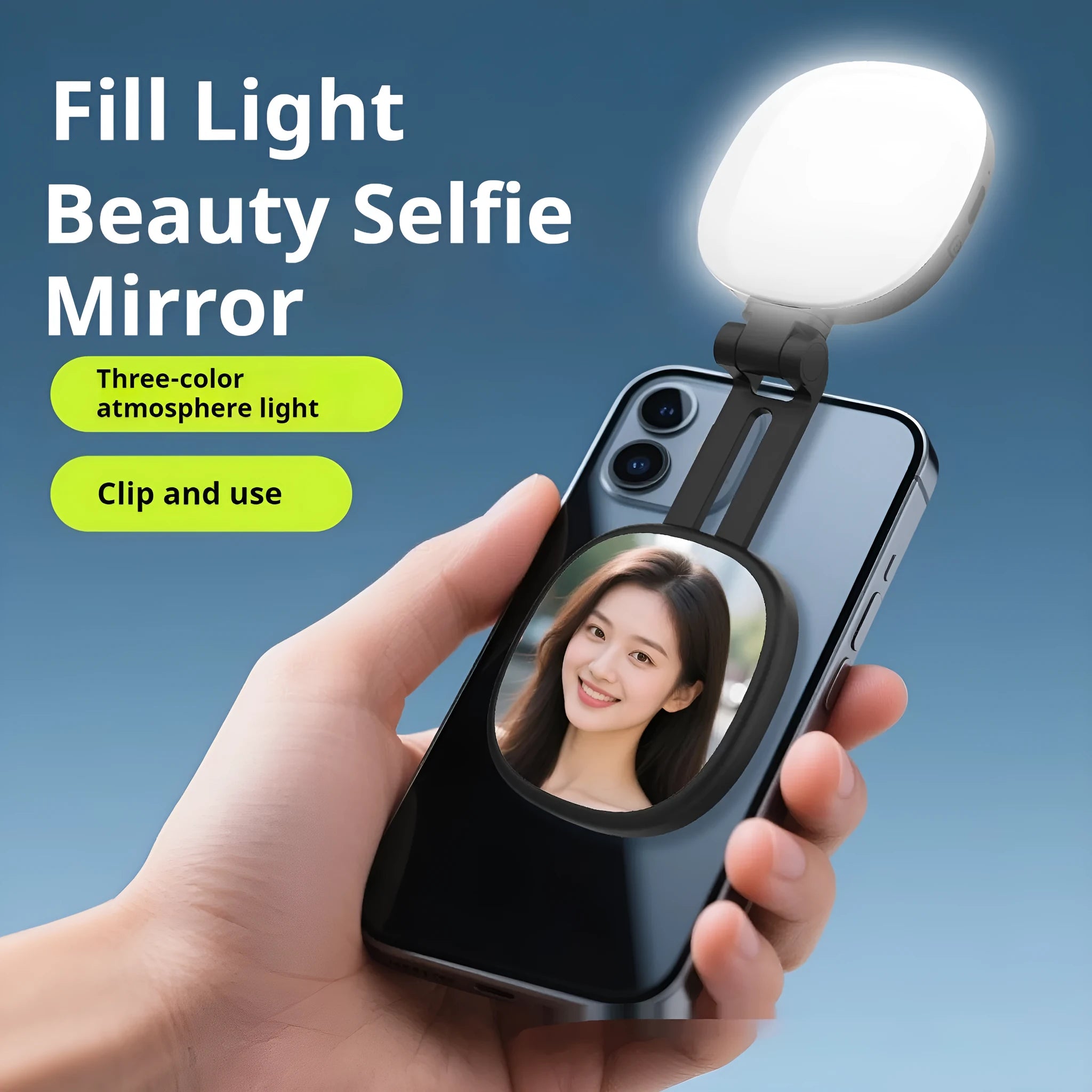 Black and white mobile phone magnetic selfie fill light with adjustable colour temperature