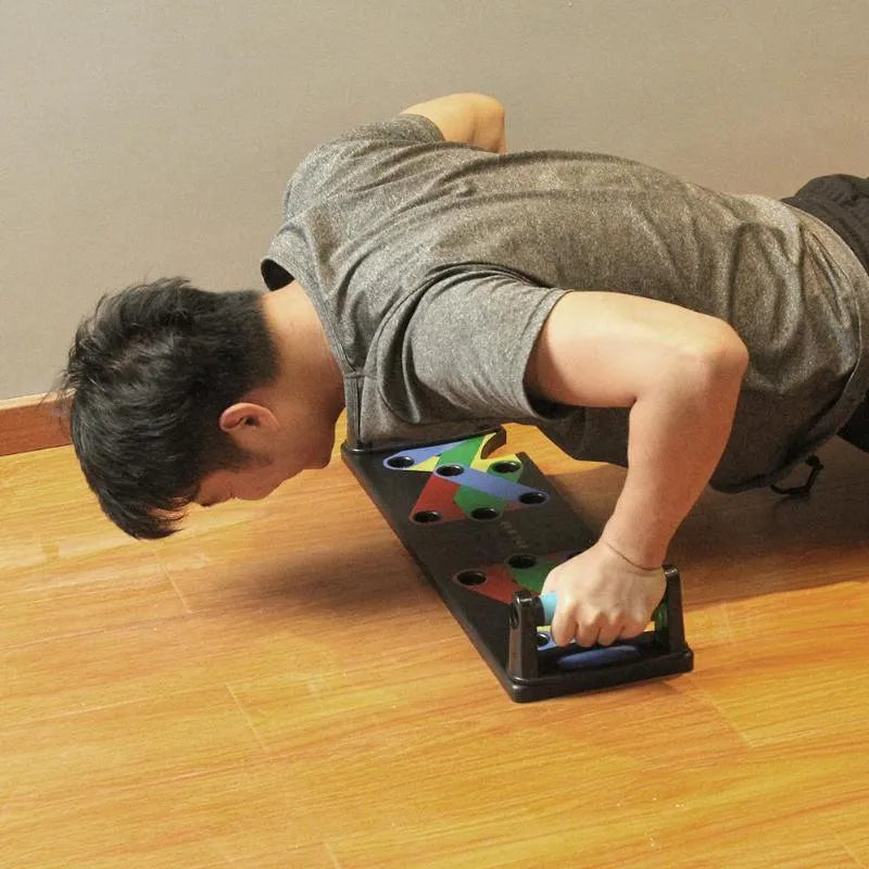 Power Press Push Up Board Nine System in ABS plastic with colour-coded positions for chest, shoulders, back and triceps