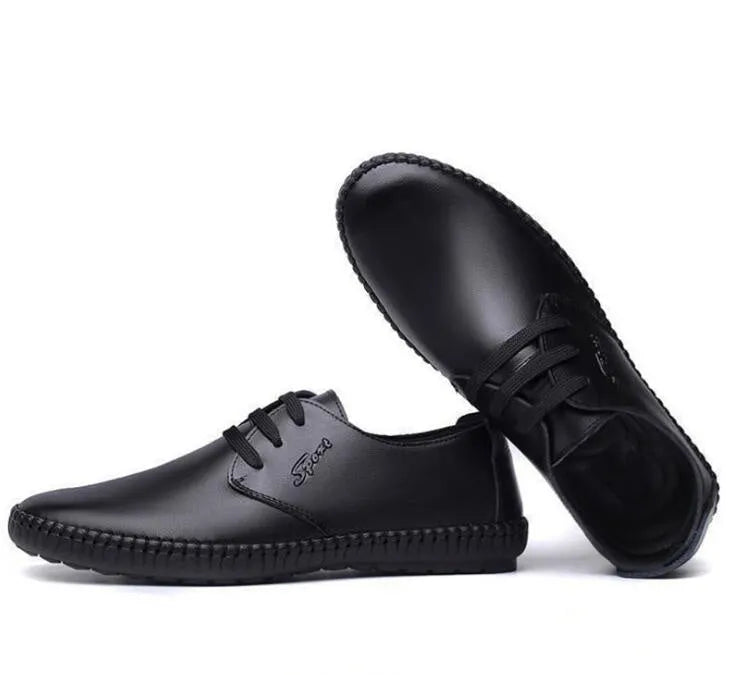 New Strap Man Casual Shoes PU Upper Rubber Outsole Black Brown Solid Spring Autumn