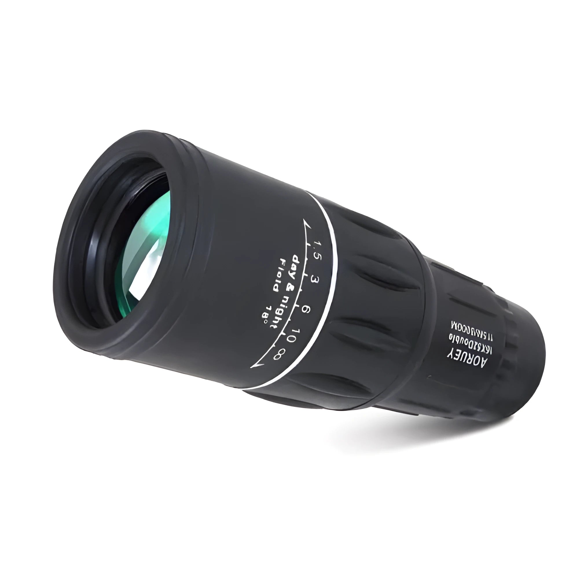 Black 16x52 high-power monocular with enhanced green film HD optics for day and night use.
