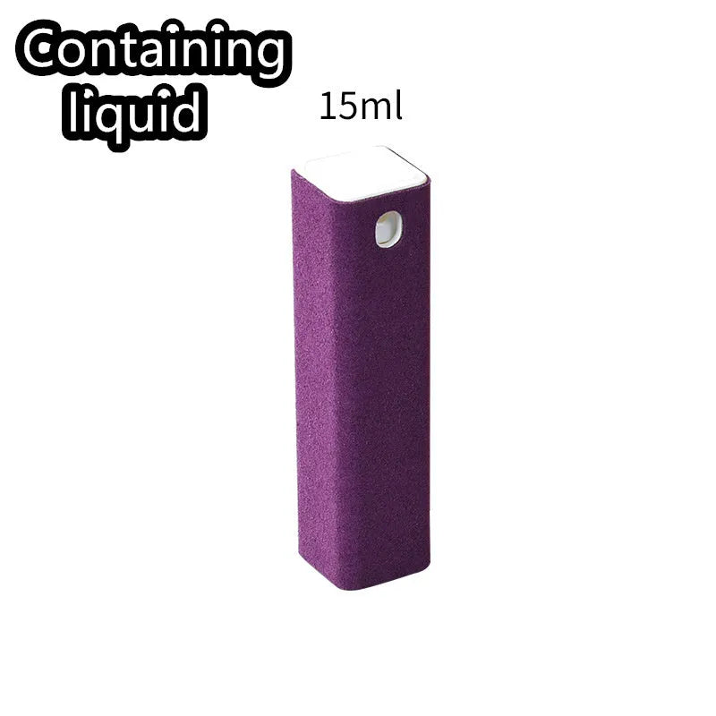Blue square tube 15ml spray bottle with integrated fibre fleece wiper for cleaning phone and tablet screens.
