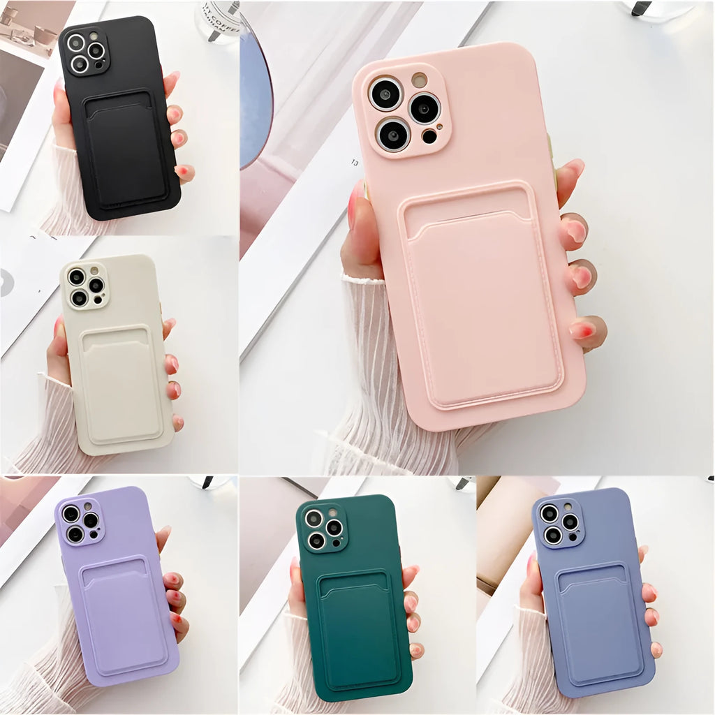 TPU liquid phone case with card fine hole for Apple iPhone in black