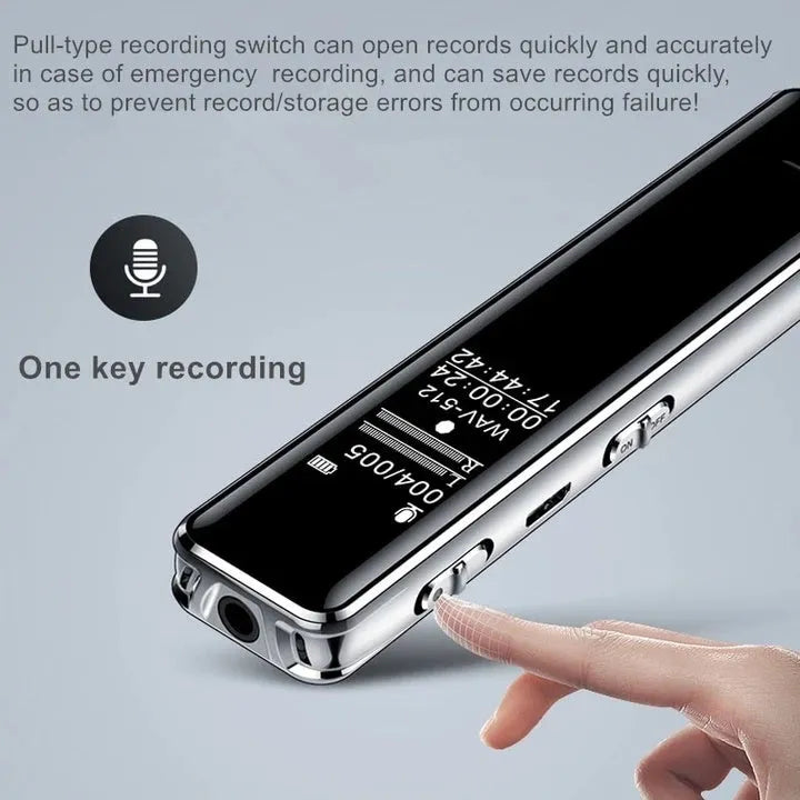 Black noise reduction professional recording pen with LCD screen and zinc alloy body