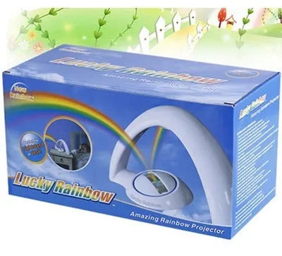White ABS LED rainbow projection night light with multicolour beam on ceiling