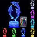 Dolphin Series 3D LED night light with laser-engraved acrylic panel and ABS base, showing illuminated dolphin pattern