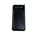 Black ultra-thin portable power bank with 10000mAh capacity showing compact dimensions