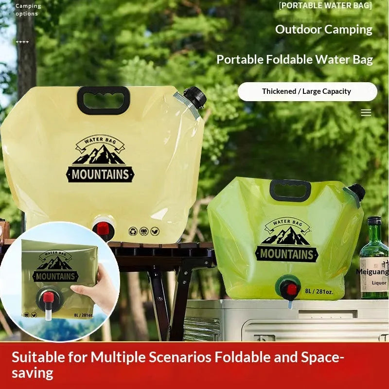 8L outdoor water storage bag in PE nylon PET with waterproof fabric for camping hiking fishing