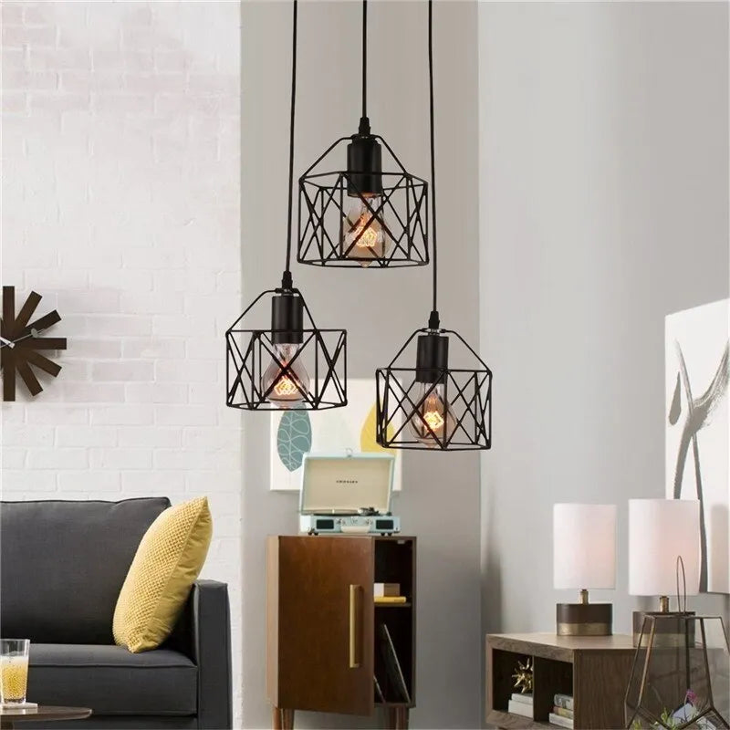 American country style decorative light fitting with iron shade, shown in a single head configuration.