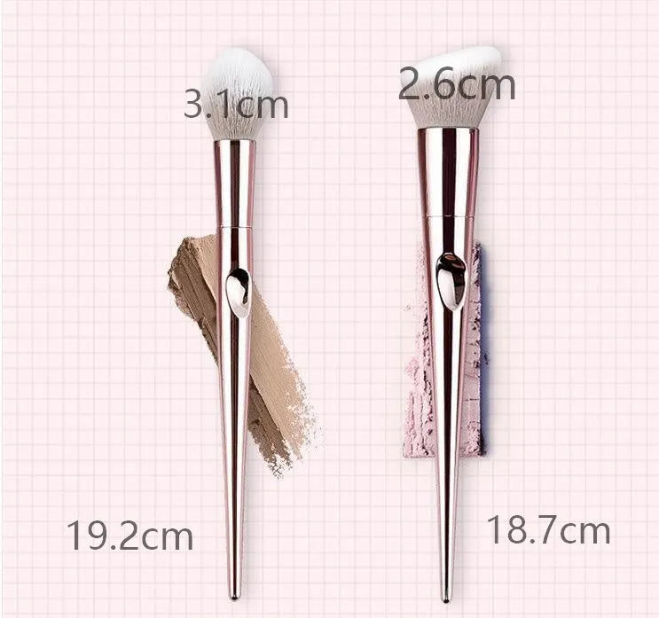 Pink PVC makeup brush set with non-slip grip handle and soft bristles on a light background