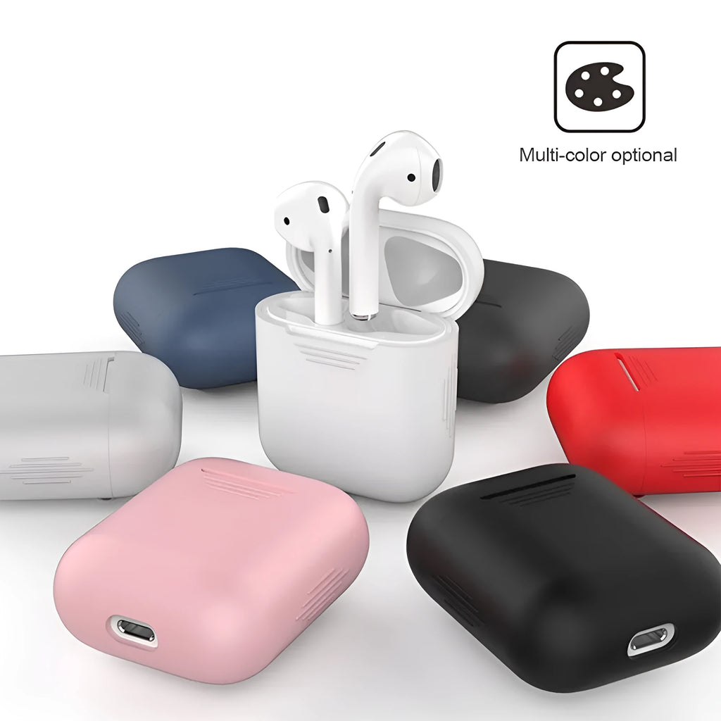 AirPods silicone protective case with shockproof earmuffs and anti-loss rope in various colours