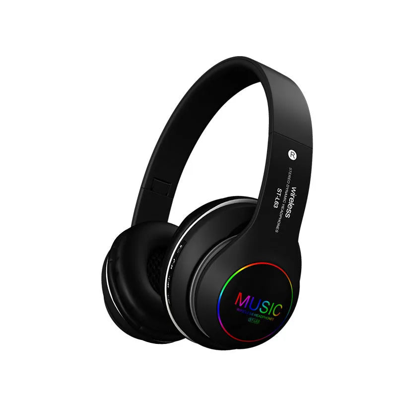 Black Bluetooth headphones showing on-ear design with visible 40mm speaker drivers.