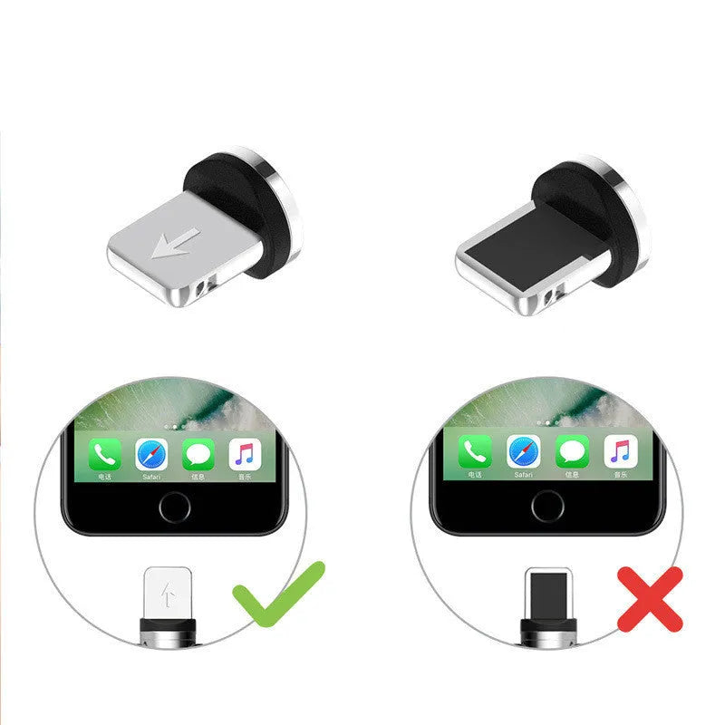 Magnetic LED charging cable with 90-degree rotating connector, aluminium alloy housing, 1 metre, black