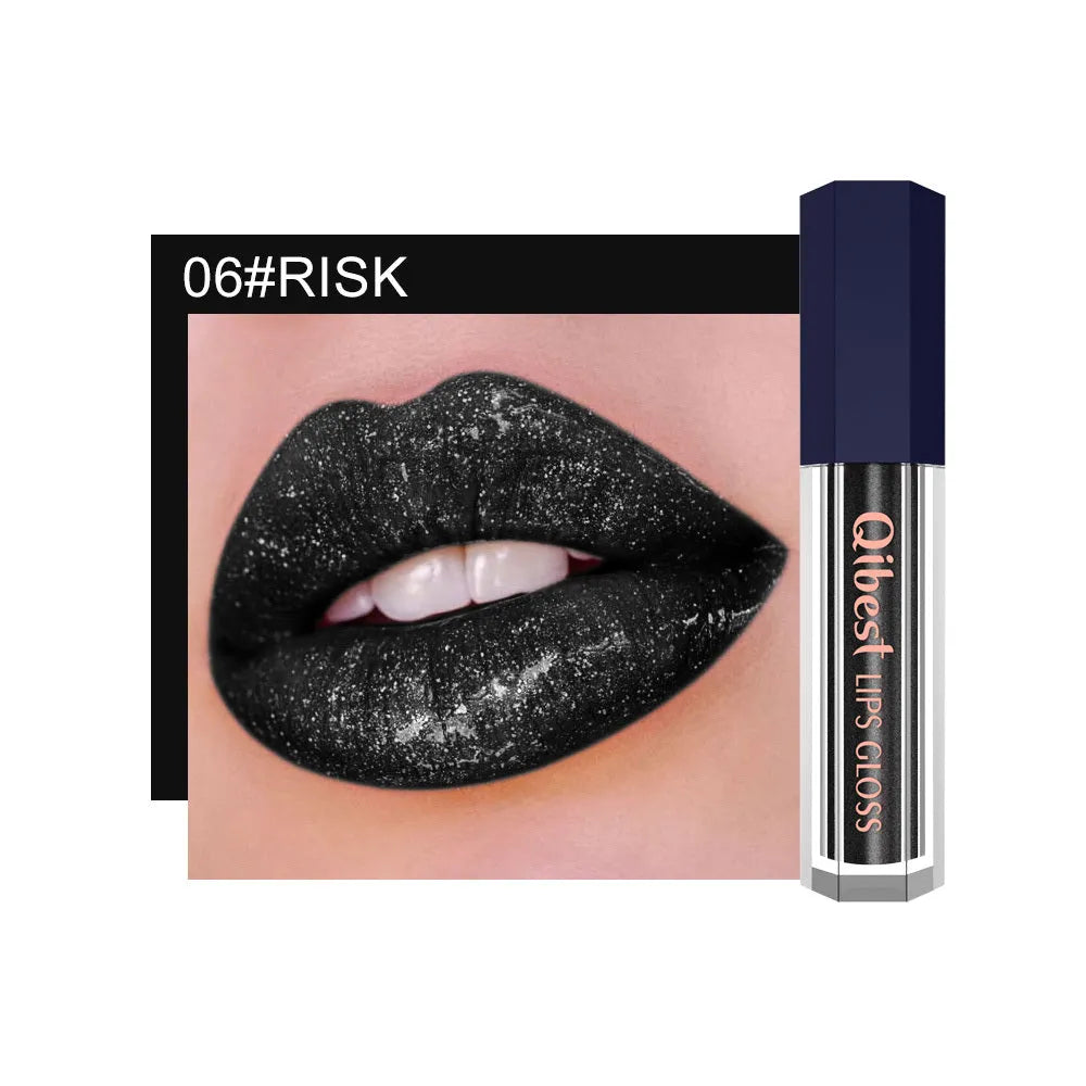 Pearlescent diamond non-stick lip gloss 26g tube, 9.7cm, 12 metallic colours for bright makeup