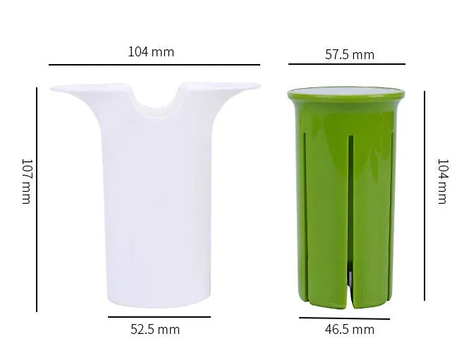 White plastic vegetable and fruit cutter with six stainless steel blades inside