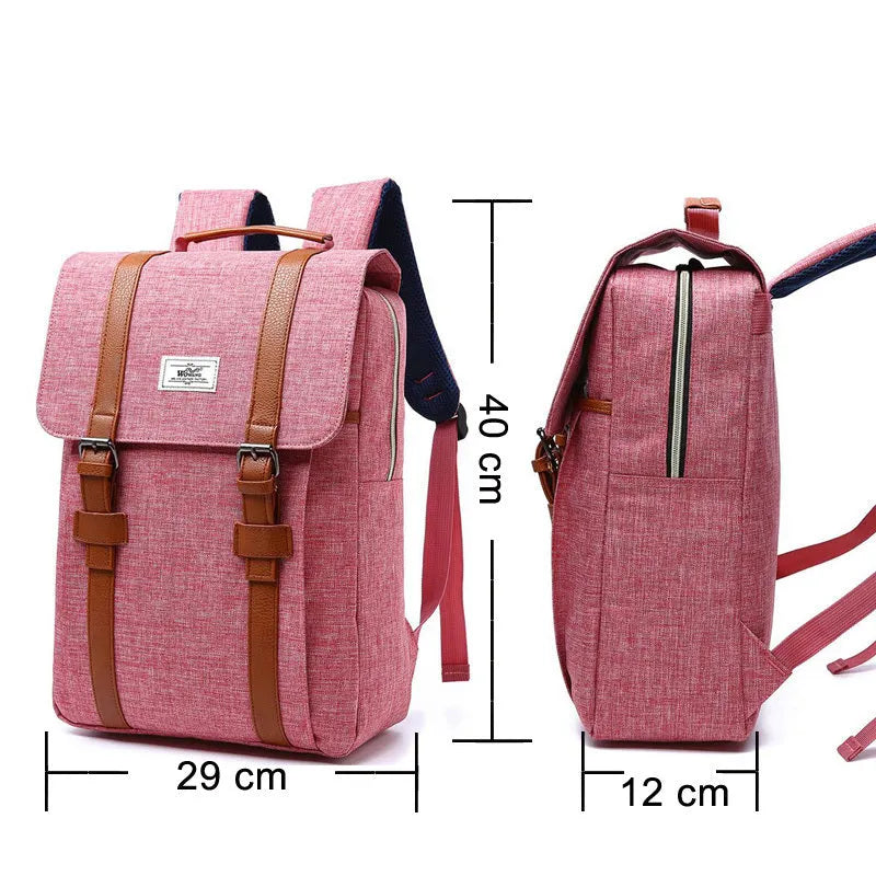 Canvas computer backpack in black, 40x29x12cm, waterproof nylon fabric, sporty design