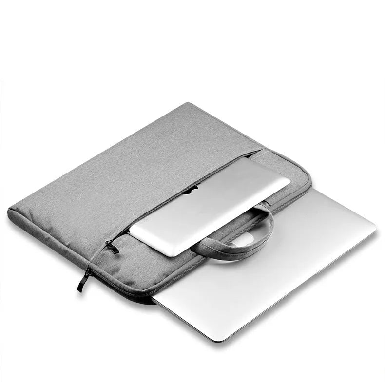 Ant cloth laptop sleeve for MacBook Air Pro with soft handle, available in Apple Gray, on a plain background