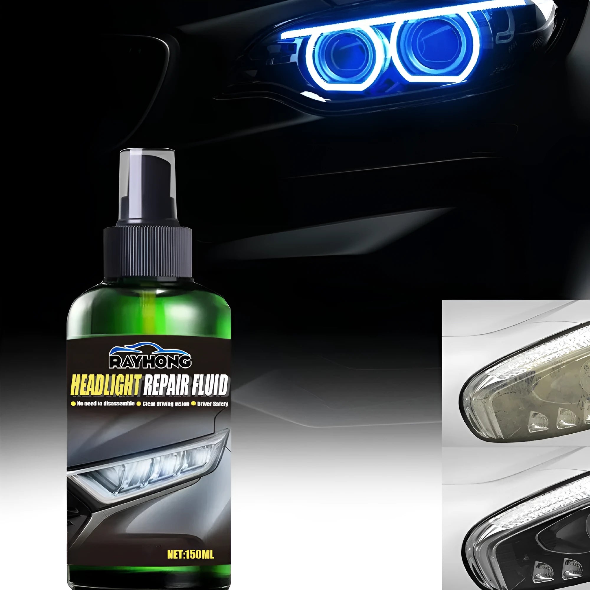 150ml car headlight repairing liquid bottle for yellowed lens refurbishment with nano titanium oxide coating