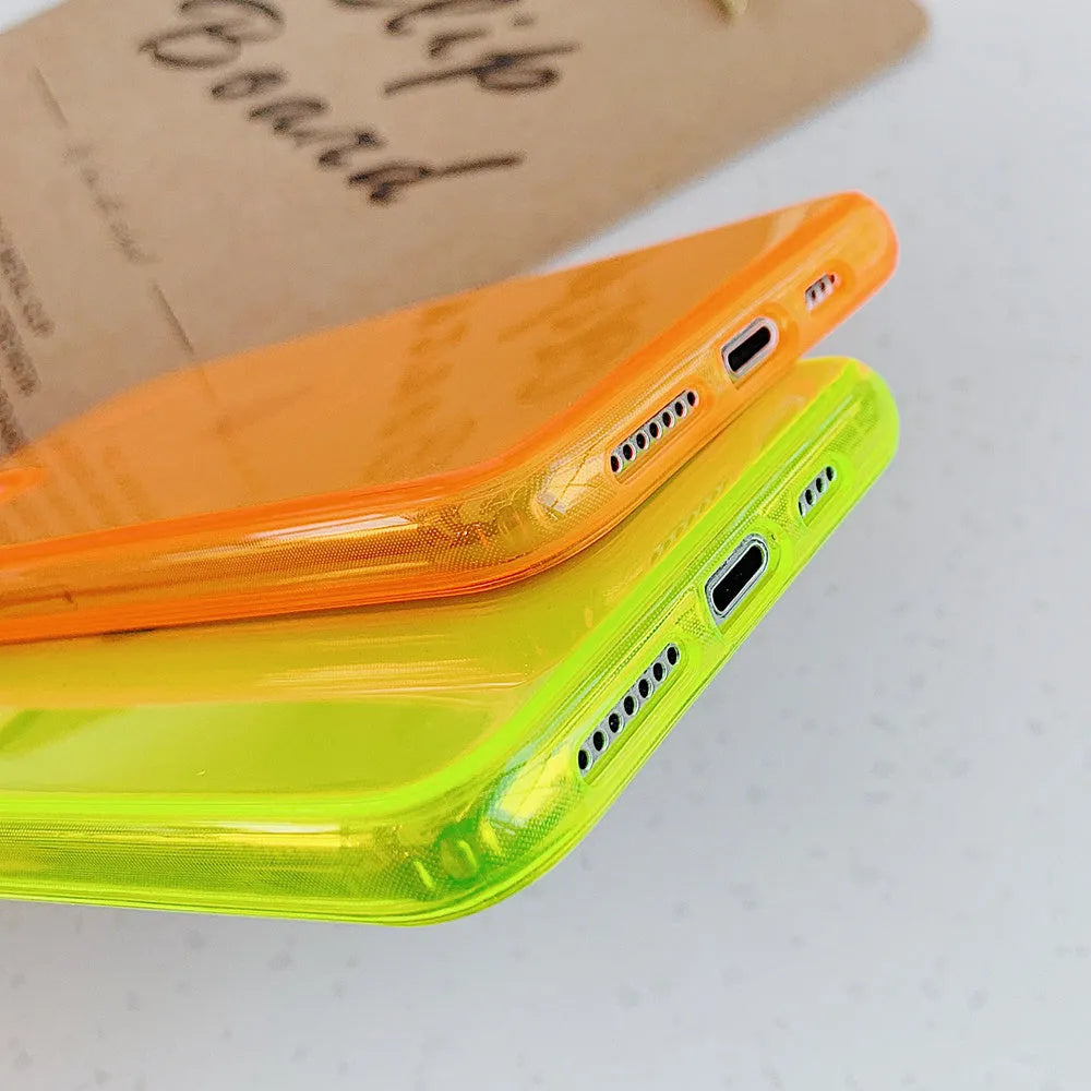 Fluorescent TPU back cover for iPhone in solid colour, compatible with multiple models