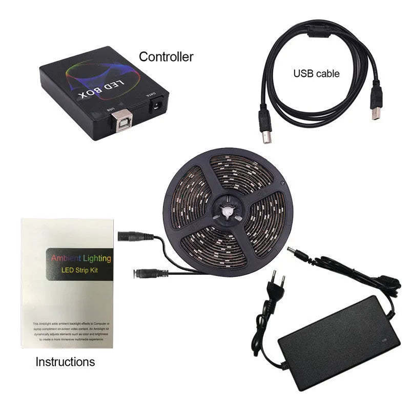 LED monitor TV background sync colour overflow light belt with 60 beads per metre and 10mm width